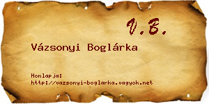 Vázsonyi Boglárka névjegykártya